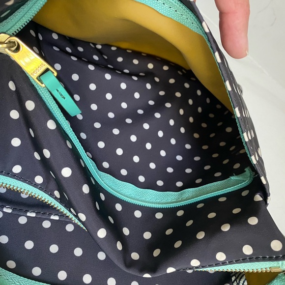 FOSSIL Black With Teal Trim And White Polka Dot Crossbody Bag - Picture 8 of 16